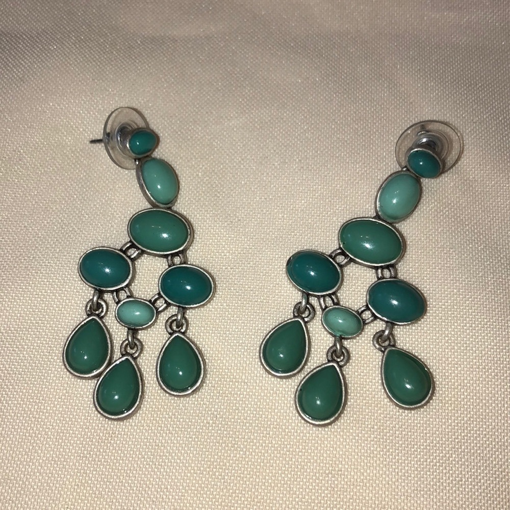 Seafoam Green Stone chandelier drop earrings